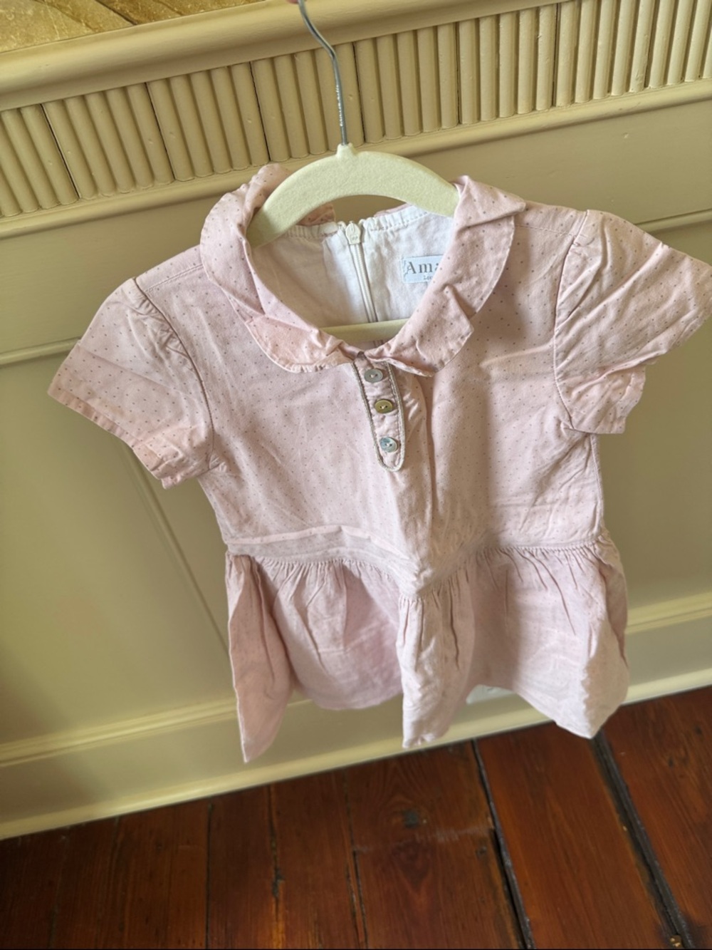 Amaia Pink Eyelet Cotton Girls' Short Sleeve Dress
